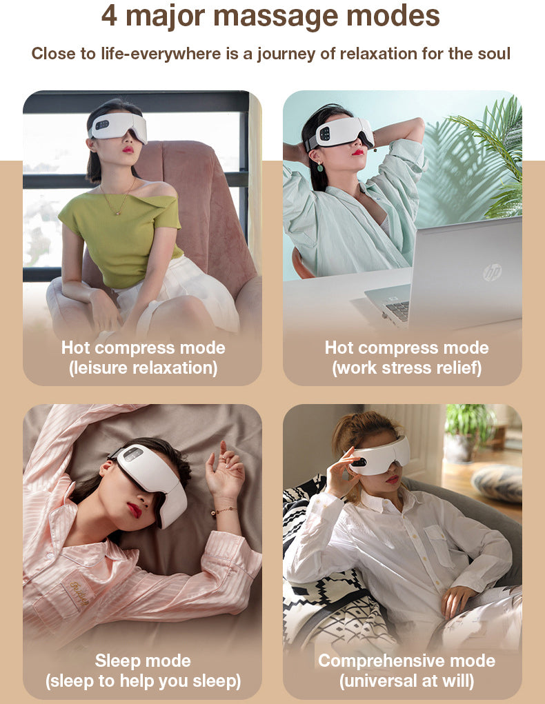 Heating Eye Massager with Vibration and Bluetooth Music, Smart Massage Eye Mask for Eye Strain, Migraines Relief, Improve Sleep