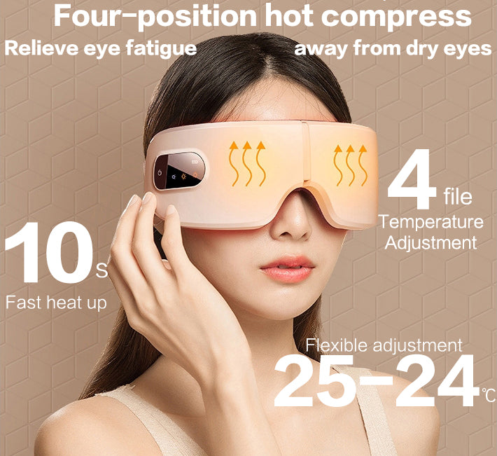 Heating Eye Massager with Vibration and Bluetooth Music, Smart Massage Eye Mask for Eye Strain, Migraines Relief, Improve Sleep