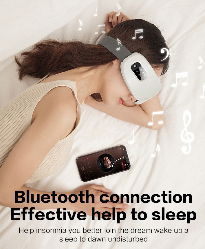 Heating Eye Massager with Vibration and Bluetooth Music, Smart Massage Eye Mask for Eye Strain, Migraines Relief, Improve Sleep