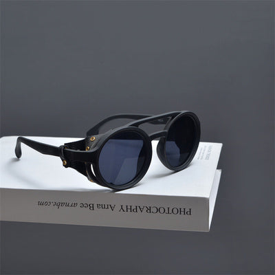 Steampunk round large frame sunglasses men and women hip-hop bouncy futuristic sunglasses driving cycling glasses