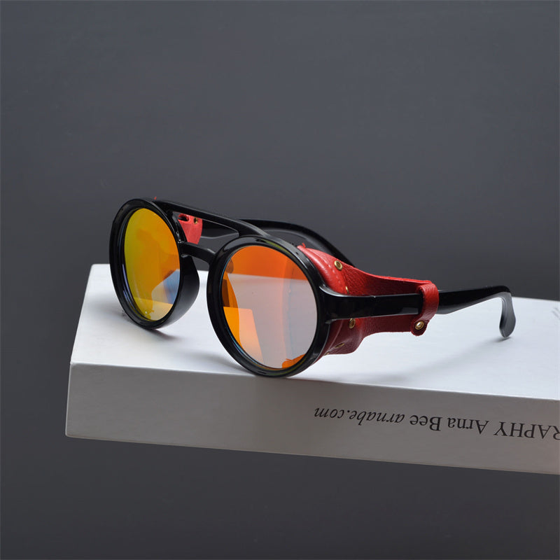 Steampunk round large frame sunglasses men and women hip-hop bouncy futuristic sunglasses driving cycling glasses