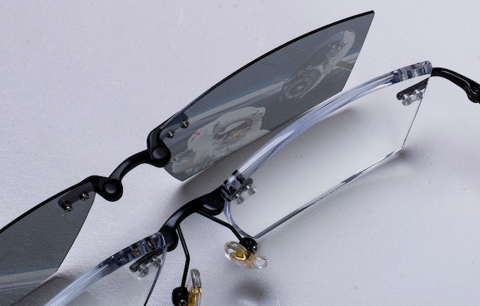 Magnetic multi-function ultra-light titanium rimless anti-blue light night vision color changing 3D glasses