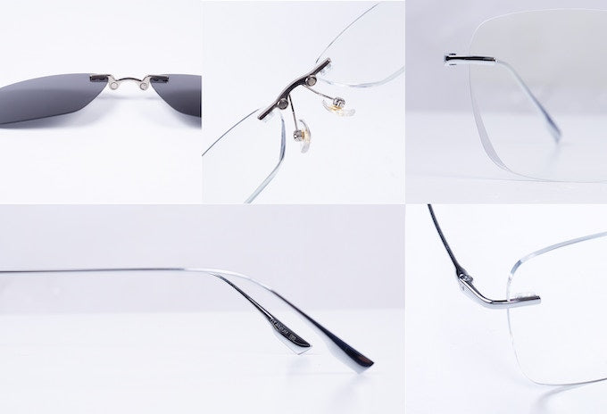 Magnetic multi-function ultra-light titanium rimless anti-blue light night vision color changing 3D glasses