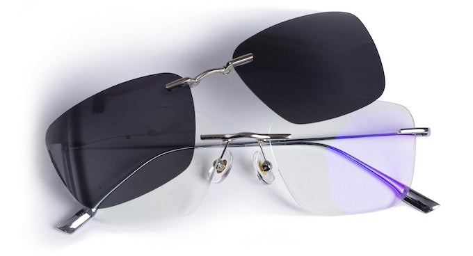 Magnetic multi-function ultra-light titanium rimless anti-blue light night vision color changing 3D glasses