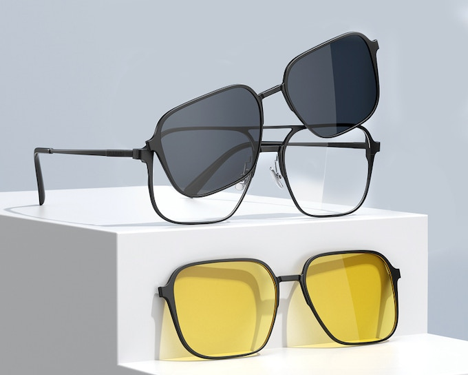 Y-Glasses:Magnetic multi-functional ultra-light titanium frame anti-blue light night vision color-changing 3D glasses