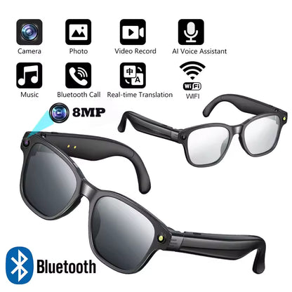 Y-AI Smart Glasses：With 8M HD camera 1200P anti-shake :HD video AI intelligent voice assistant Real-time translation Object recognion